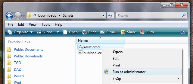 Run reset.cmd as Administrator