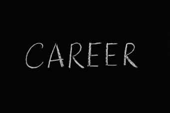 career lettering text on black background