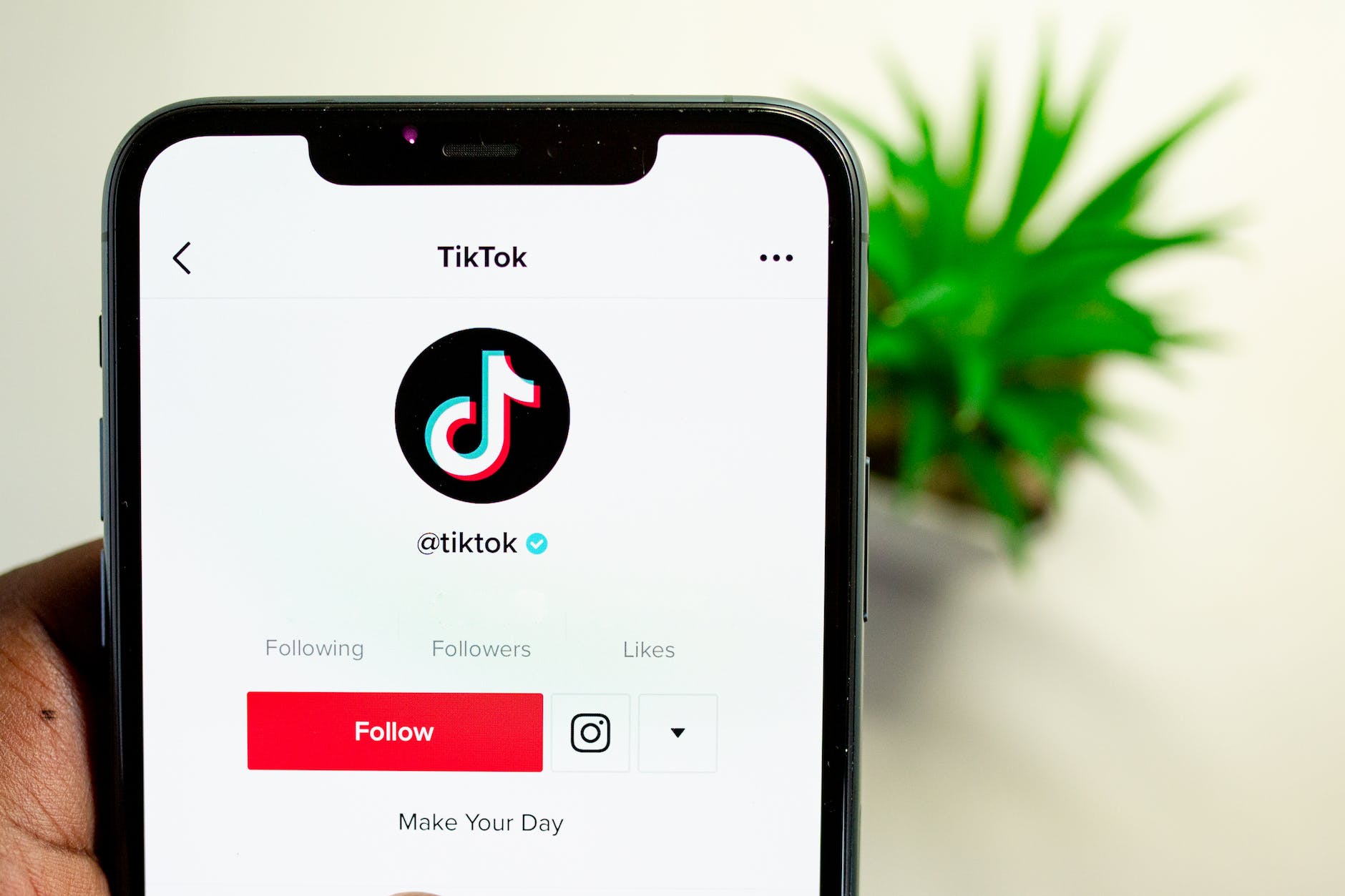 smart phone displaying tiktok profile