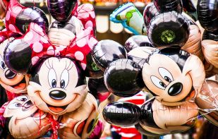 Disney character balloons, amusement park