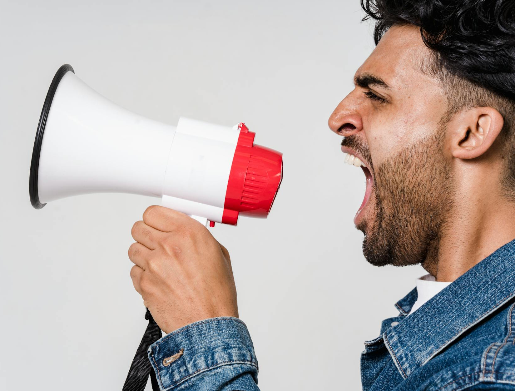 man holding megaphone
